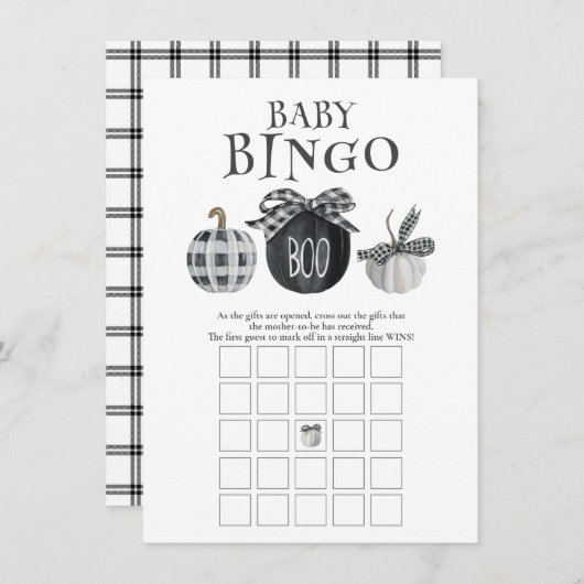 ハロウィーン赤ちゃんシャワービンゴゲーム ノートカード (正面/裏面)