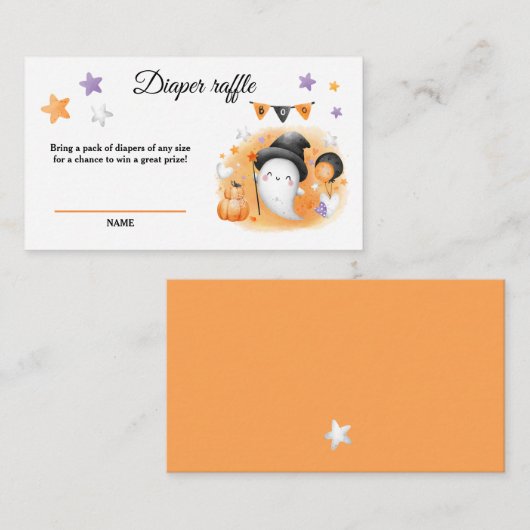 ハロウィーン赤ちゃんシャワーブオムツラッフルカード エンクロージャーカード (正面/裏面)