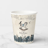 ハロウィーン赤ちゃんシャワーブルー不気味ロッキングホース 紙コップ (正面)