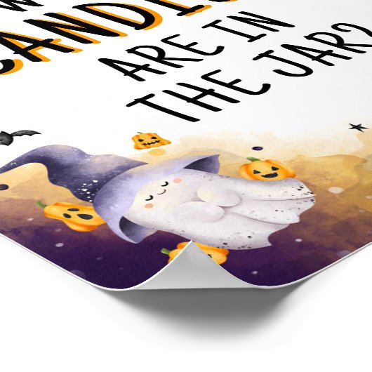 ハロウィーン赤ちゃんシャワー何人のキャンディゲームのサイン ポスター (角)