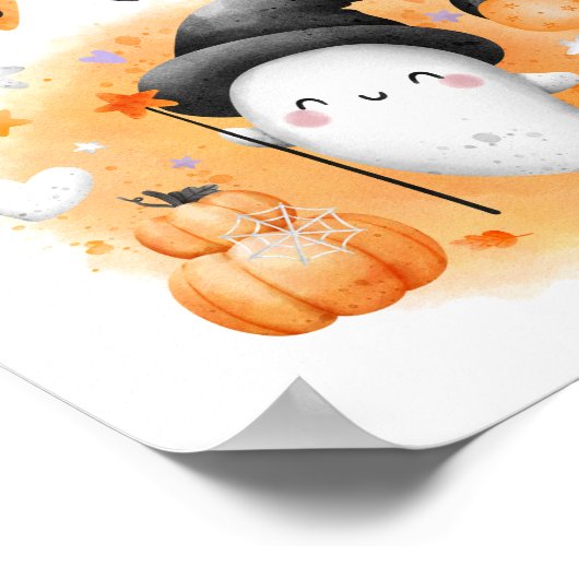 ハロウィーン赤ちゃんシャワー小さなブーお願いサイン ポスター (角)