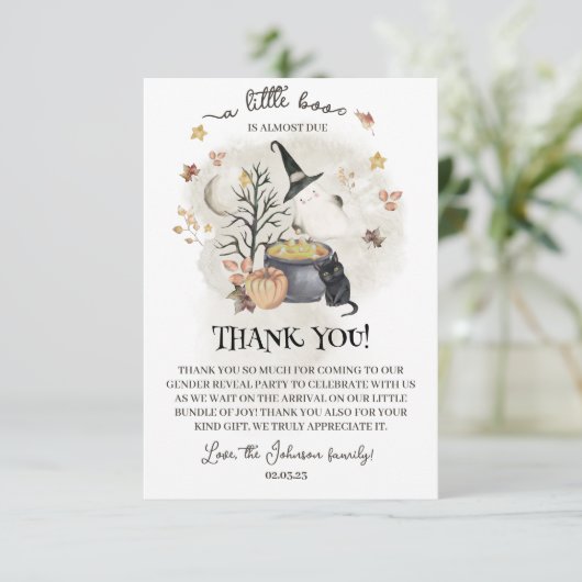 ハロウィーン赤ちゃんシャワー少しブーはほとんど期限である。 サンキューカード (スタンド正面)