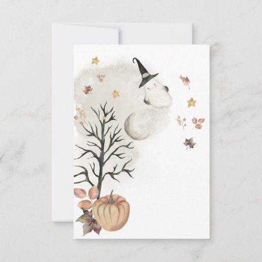 ハロウィーン赤ちゃんシャワー少しブーはほとんど期限である。 サンキューカード (裏面)