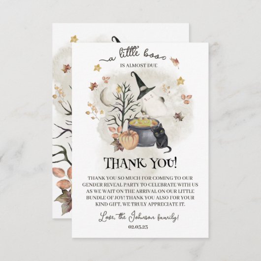 ハロウィーン赤ちゃんシャワー少しブーはほとんど期限である。 サンキューカード (正面/裏面)