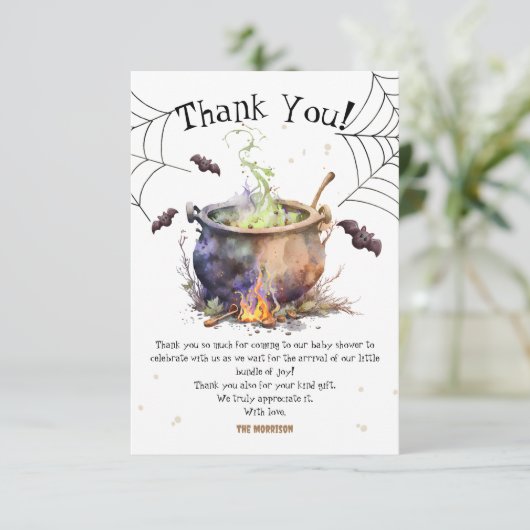 ハロウィーン赤ちゃんシャワー男女兼用ありがとう サンキューカード (スタンド正面)