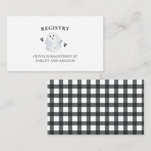 ハロウィーン赤ちゃんシャワーLittle Booレジストリ エンクロージャーカード (正面/裏面)