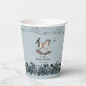 ハロウィーン赤ちゃんフランスのシャワーブルーロッキング馬 紙コップ (裏面)