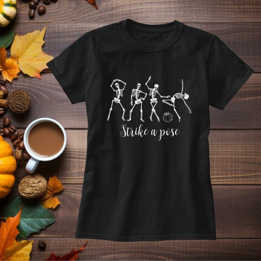ハロウィーン踊りカスタマイズ骨格おもしろい文字 Tシャツ