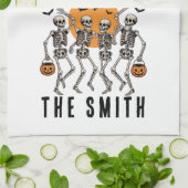 ハロウィーン踊りスケルトンダンスパンプキン キッチンタオル (折り畳み)