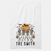 ハロウィーン踊りスケルトンダンスパンプキン キッチンタオル (縦)