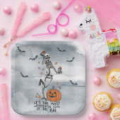 ハロウィーン踊りスケルトンパーティー ペーパープレート (パーティー)