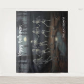 ハロウィーン踊りスケルトン背景 タペストリー (正面)