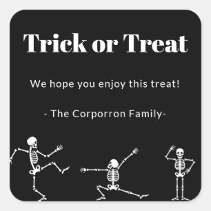 ハロウィーン踊りスケルトン スクエアシール