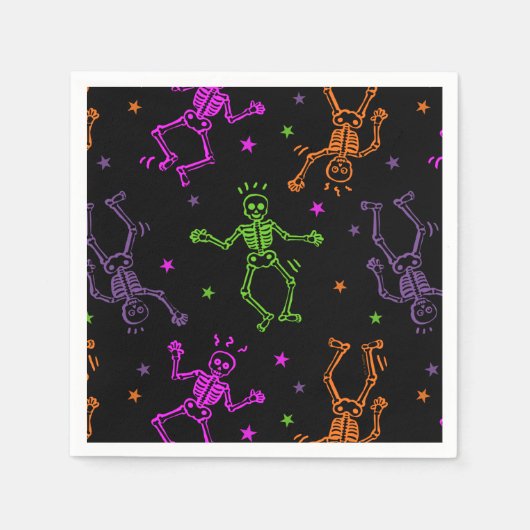 ハロウィーン踊りスケルトン スタンダードカクテルナプキン (正面)