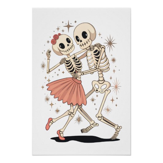 ハロウィーン踊りスケルトン、レトロスケルトン ポスター (正面)