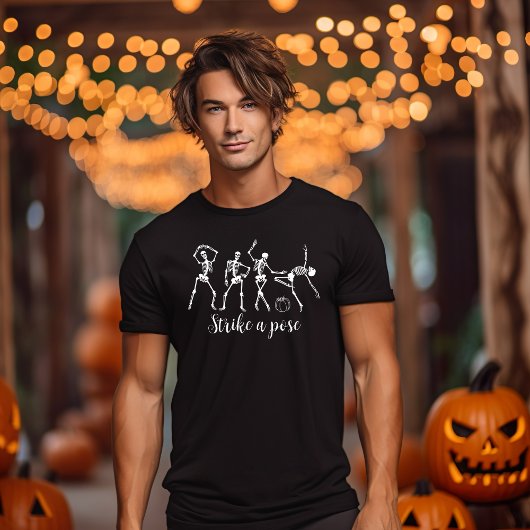ハロウィーン踊りスケルトンAポーズおもしろい Tシャツ