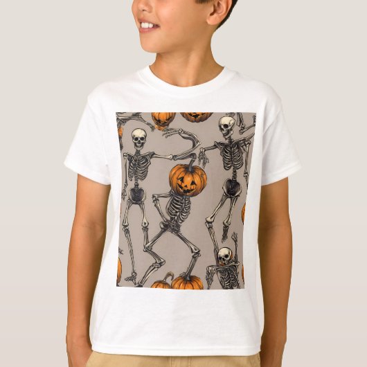 ハロウィーン踊り骨格 Tシャツ (正面)