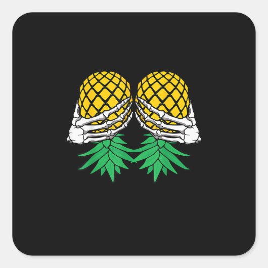 ハロウィーン逆さPineapple SwingerスケルトンH スクエアシール (正面)