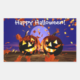 ハロウィーン遊カボチャ 長方形シール
