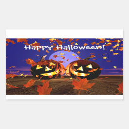ハロウィーン遊カボチャ 長方形シール