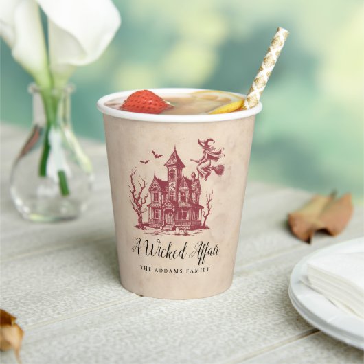 ハロウィーン邪悪なウィッチ幽霊のよく出るハウスヴィンテージ 紙コップ (インサイチュ)