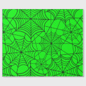 ハロウィーン酸グリーンスパイダーウェブ ラッピングペーパー (フラット)