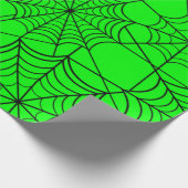 ハロウィーン酸グリーンスパイダーウェブ ラッピングペーパー (角)