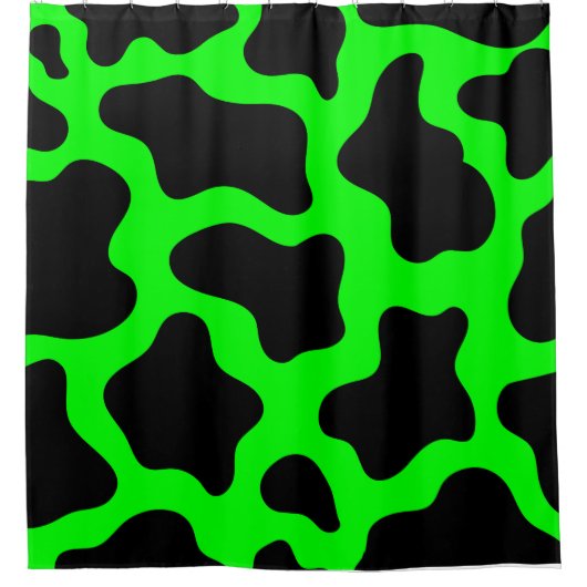 ハロウィーン酸グリーン牛プリント シャワーカーテン (正面)