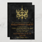ハロウィーン金ゴールドシャンデリア招待状 招待状 (正面/裏面)