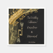 ハロウィーン金ゴールドナゲット不気味&スカル鍵 スタンダードカクテルナプキン (正面)