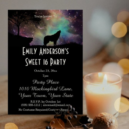 ハロウィーン銀河系ウルフコスチューム甘い16誕生日 招待状
