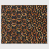 ハロウィーン錦蜘蛛の模様ブラックコッパー ラッピングペーパー (フラット)