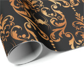 ハロウィーン錦蜘蛛の模様ブラックコッパー ラッピングペーパー (ロールコーナー)