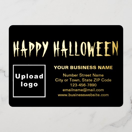 ハロウィーン長方形に黒のビジネスブランド 箔シーズンカード (正面)