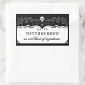 ハロウィーン長方形ブラック&ホワイトラベル – 大 長方形シール (バッグ)