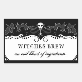 ハロウィーン長方形ブラック&ホワイトラベル – 大 長方形シール