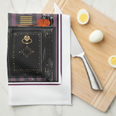 ハロウィーン雪の白い魔女とケーキのキッチンタオル キッチンタオル (四つ折り)