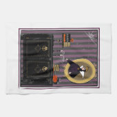 ハロウィーン雪の白い魔女とケーキのキッチンタオル キッチンタオル (横)