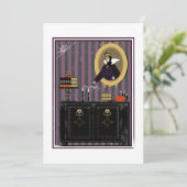 ハロウィーン雪の白い魔女とケーキ招待 招待状 (スタンド正面)