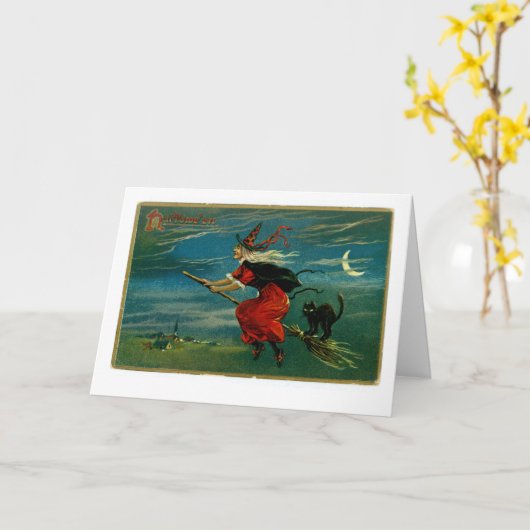 ハロウィーン飛行 カード (黄色い花)