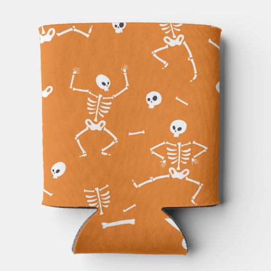ハロウィーン骨格おもしろいシームレスパターン 缶クーラー (裏面)