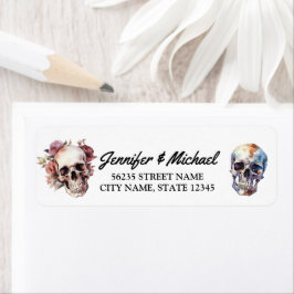 ハロウィーン骨格のゴシッ結婚クの住所 ラベル