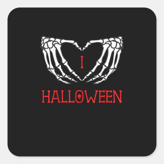 ハロウィーン骨格の手を形成するハートゴシック スクエアシール (正面)