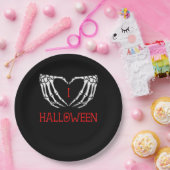 ハロウィーン骨格の手を形成するハートゴシック ペーパープレート (パーティー)