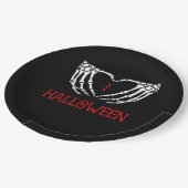 ハロウィーン骨格の手を形成するハートゴシック ペーパープレート (アングル)