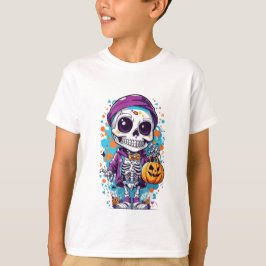 ハロウィーン骨格イラストレーション Tシャツ