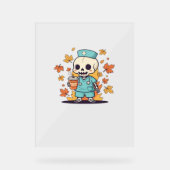 ハロウィーン骨格ナースクラシック付きコーヒーT-Shi アクリルサイン (正面)