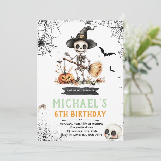 ハロウィーン骨格パーティの招待状 招待状 (スタンド正面)