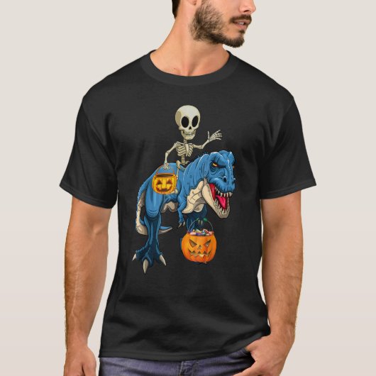 ハロウィーン骨格乗馬ミイラ恐竜レックスポンプ Tシャツ (正面)