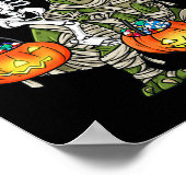 ハロウィーン骨格乗馬ミイラ恐竜Tレックスおもしろい ポスター (角)